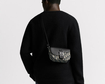 Mini sac Messenger à rabat Saddle Noir et Beige