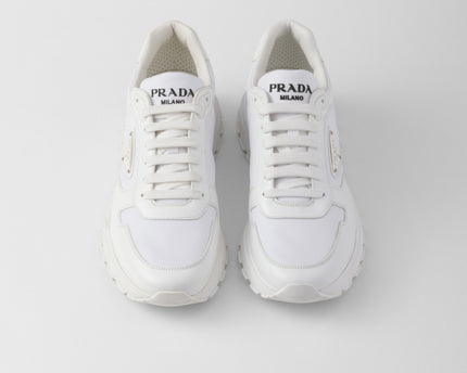 Basket Prada Blanc en cuir brossé