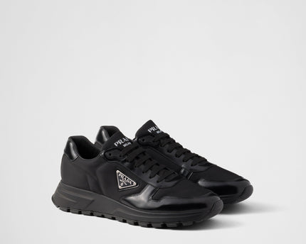 Basket Prada Noir en cuir brossé