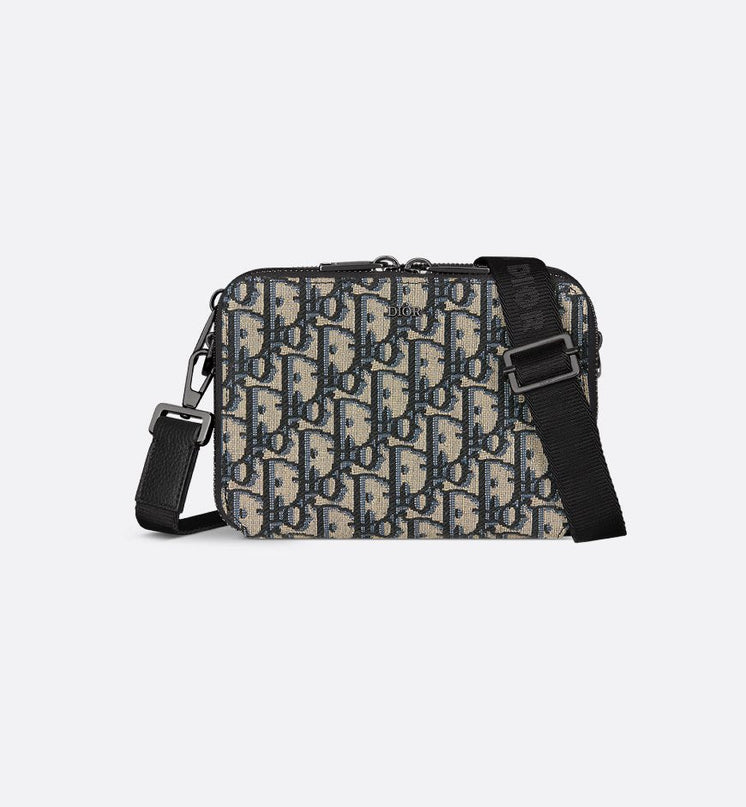 Pochette zippée à bandoulière Noir et Beige