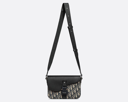 Sac Messenger à rabat Saddle Small Noir et Beige