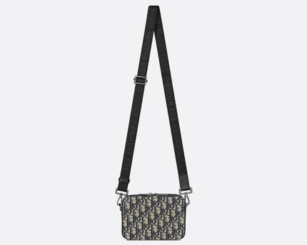 Pochette zippée à bandoulière Noir et Beige
