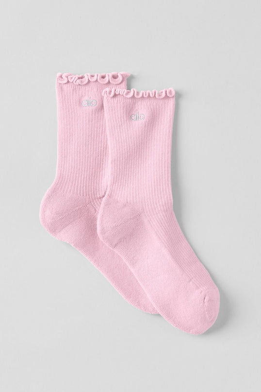 Women's Lettuce Edge Sock - Pink Marshmallow