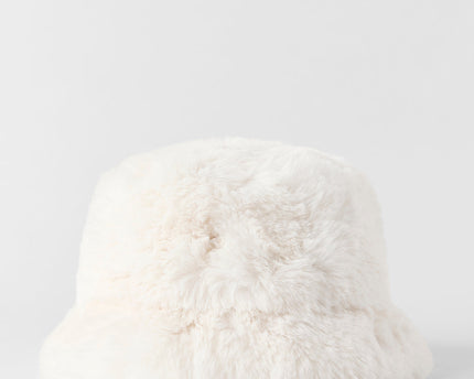 Faux Fur Starstruck Bucket Hat - Ivory