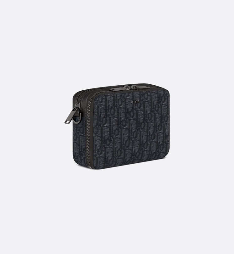 Pochette zippée à bandoulière
Toile jacquard Dior Oblique noir - #1