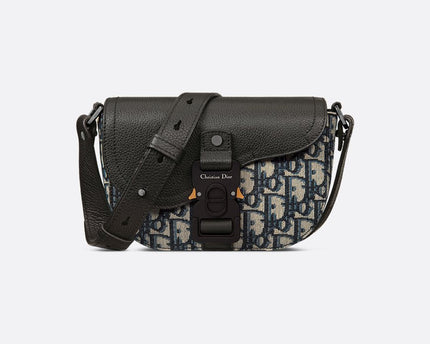 Mini sac Messenger à rabat Saddle Noir et Beige
