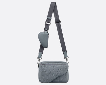Triple Pouch Saddle Cuir Gris
