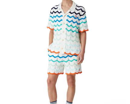 Gradient Wave Crochet Shirt