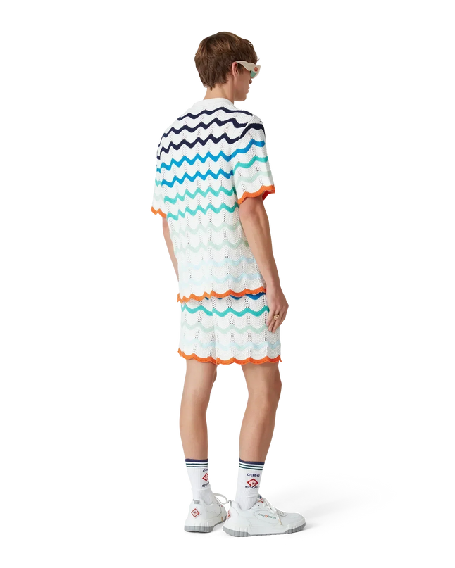Gradient Wave Crochet Shirt