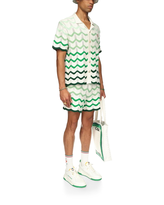 Wavy Gradient Crochet Shirt - casablanca