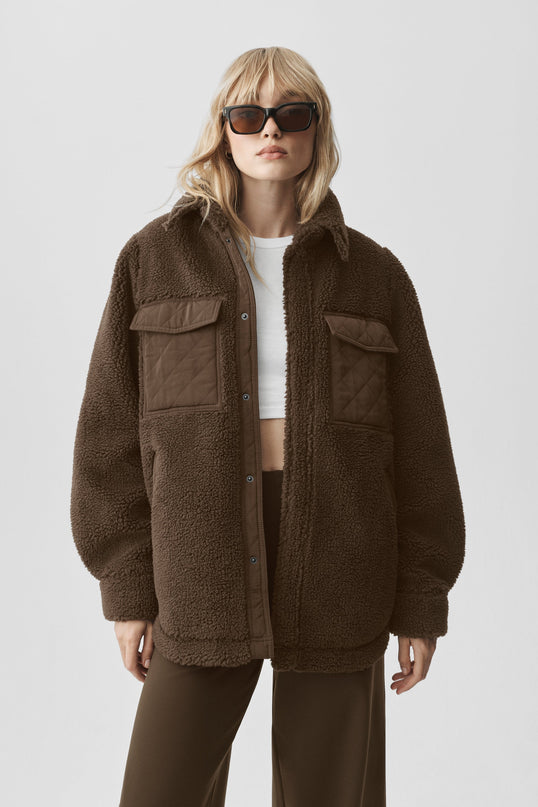 Sherpa Edge Shacket - Espresso