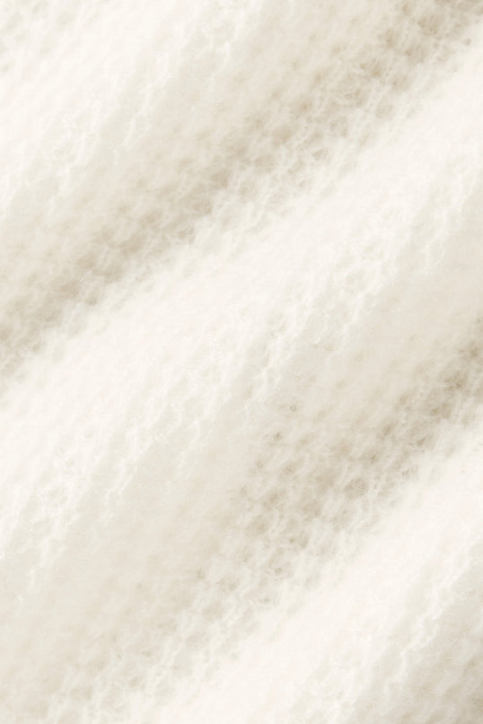 Cashmere Plush Waffle Polo Tee - Ivory