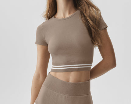 Scholar Knit My Serve Short Sleeve - Gravel/White