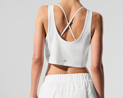 Cropped Sport Star Tank - White