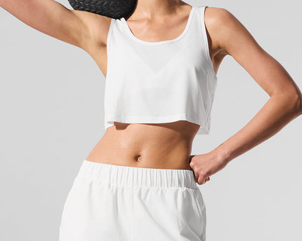 Cropped Sport Star Tank - White