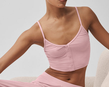 Ribbed Delicate Lounge Tank - Vintage Pink