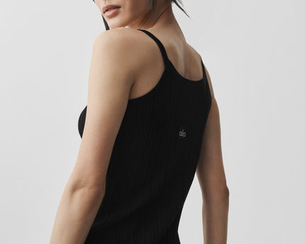 Sweater Sunlit Button Down Tank - Black