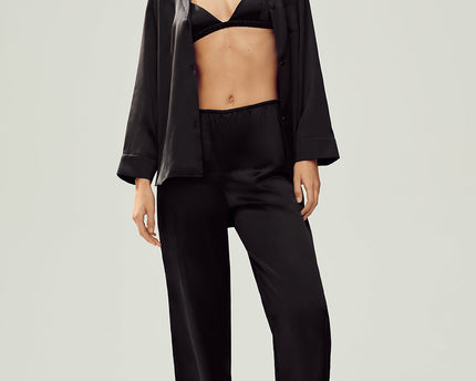 Silk Luminous Button Up - Black