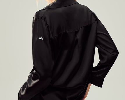 Silk Luminous Button Up - Black