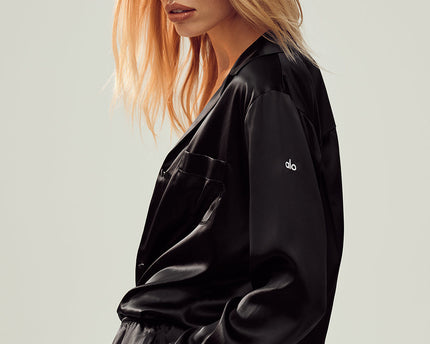 Silk Luminous Button Up - Black