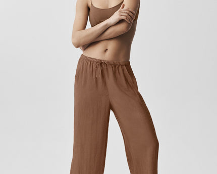 Semi-Sheer Golden Hour High-Waist Straight Leg Pant - Sun Kissed Brown