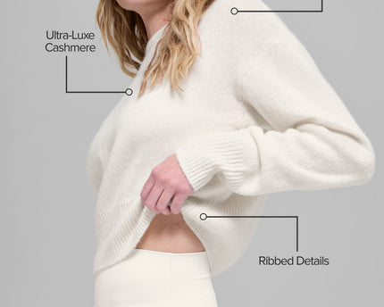 Wool Cashmere Cropped New Class Crewneck Sweater - Ivory
