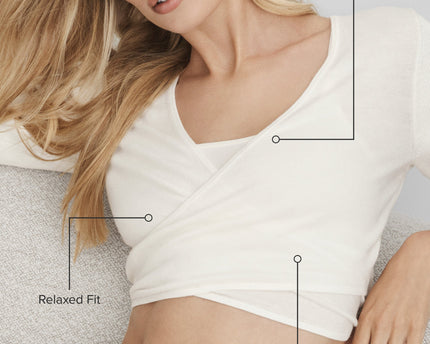 Sweater Knit Crossover Long Sleeve - Ivory
