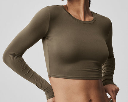 Alosoft Crop Finesse Long Sleeve - Olive Tree