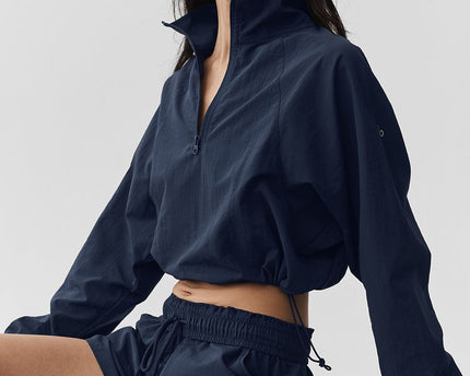 Cropped 1/4 Zip Alumni Pullover - Navy