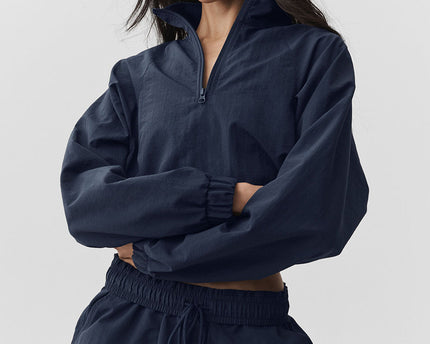Cropped 1/4 Zip Alumni Pullover - Navy