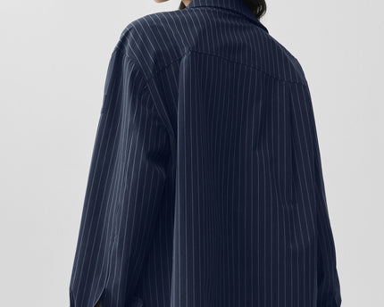Pinstripe Daylight Button Down Long Sleeve - Navy/Ivory