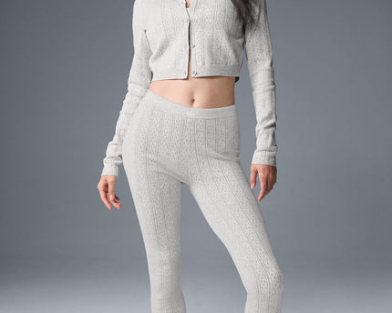 Pointelle Sweater Be Mine Cardigan - Light Grey Heather
