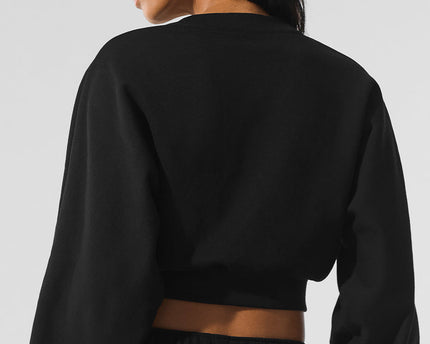Cropped Accolade Crewneck - Black