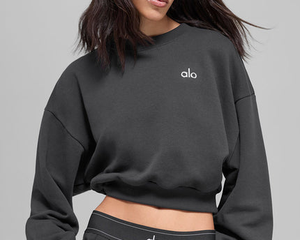 Cropped Accolade Crewneck - Anthracite