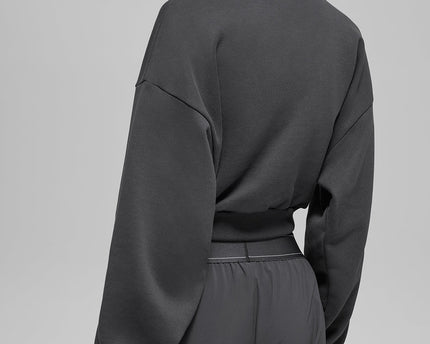 Cropped Accolade Crewneck - Anthracite