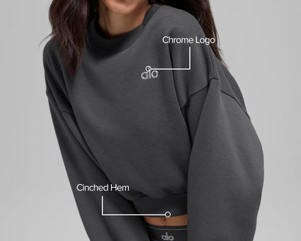 Cropped Accolade Crewneck - Anthracite