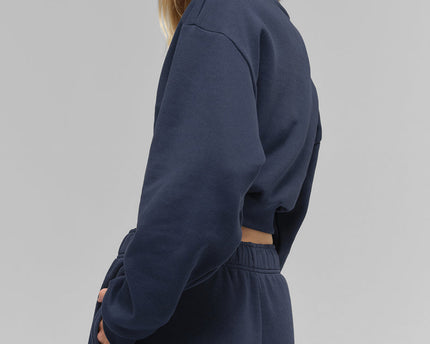 Cropped Accolade Crewneck - Navy