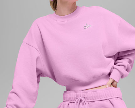 Cropped Accolade Crewneck - Candy Heart Pink