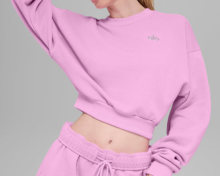 Cropped Accolade Crewneck - Candy Heart Pink
