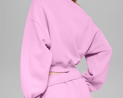 Cropped Accolade Crewneck - Candy Heart Pink
