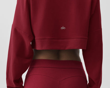 Cropped Sway Crew Neck Pullover - Summer Romance Red