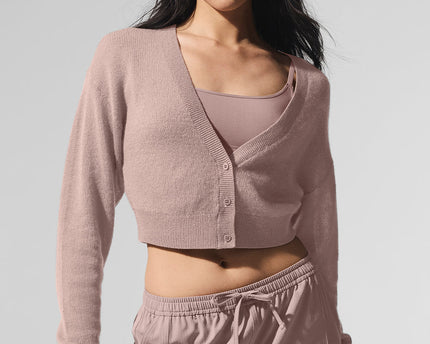 Sheer Cashmere Cropped Cardigan - Taupe