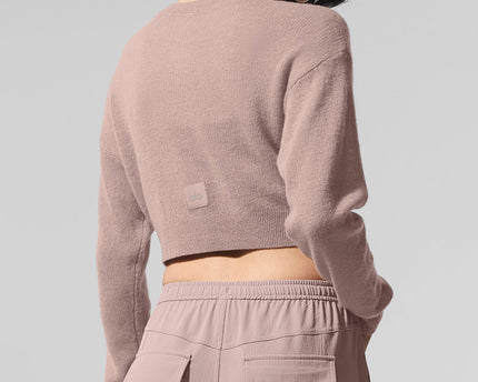 Sheer Cashmere Cropped Cardigan - Taupe