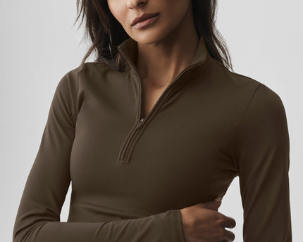 ALO Softsculpt Precision 1/4 Zip Long Sleeve - Espresso
