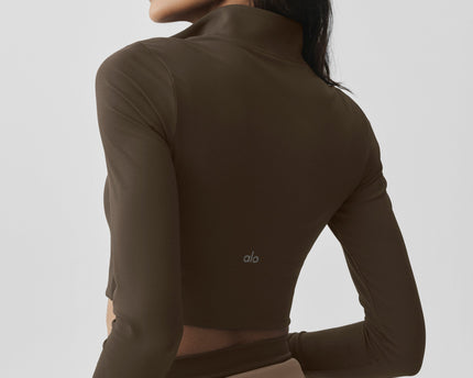 ALO Softsculpt Precision 1/4 Zip Long Sleeve - Espresso
