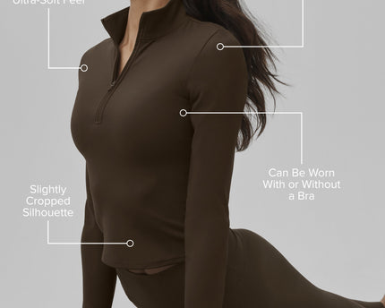 ALO Softsculpt Precision 1/4 Zip Long Sleeve - Espresso
