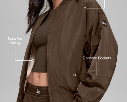 Faux Fur Urbanite Bomber - Espresso/Ivory