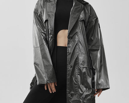 Metallic Break Line Trench - Silver Metallic