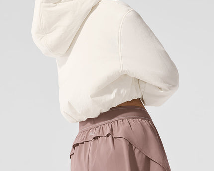 Cropped Mountain Peak Full-Zip Hoodie - Ivory