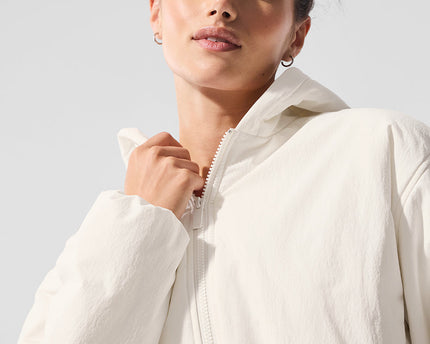 Cropped Mountain Peak Full-Zip Hoodie - Ivory